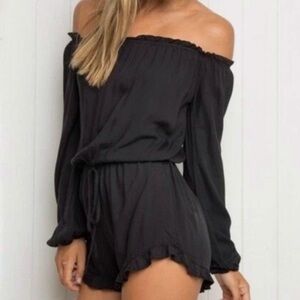 Brandy Melville Black Ruffle Romper